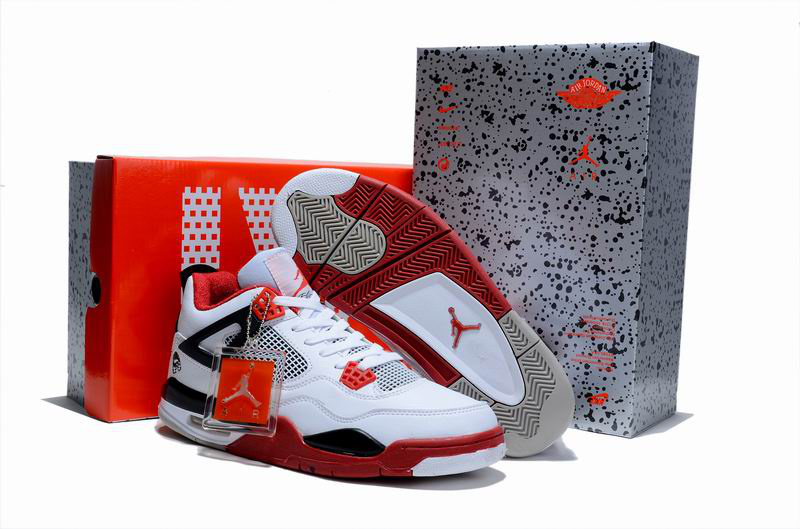 New Air Jordan 4 Hardcover Box White Red Black Shoes