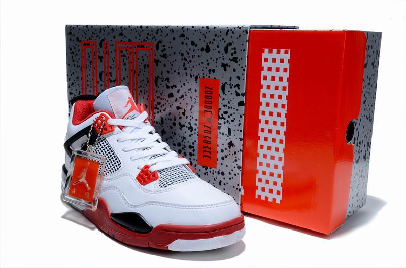 New Air Jordan 4 Hardcover Box White Red Black Shoes - Click Image to Close
