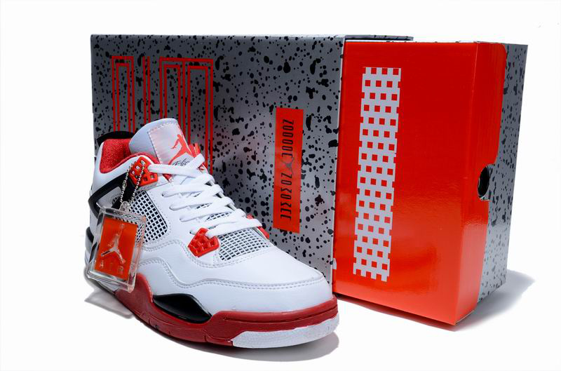 New Air Jordan 4 Hardcover Box White Red Black Shoes