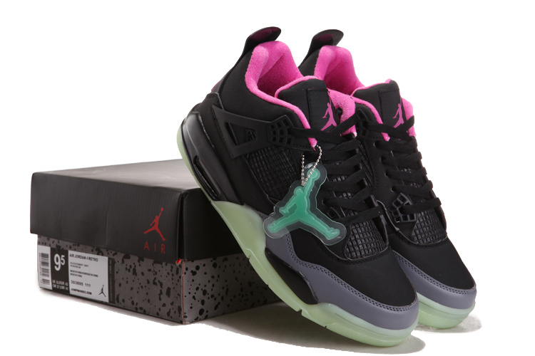 Nice Air Jordan 4 Midnight Black Pink Shoes - Click Image to Close