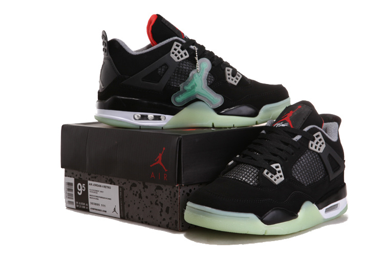 Nice Air Jordan 4 Midnight Black Red Shoes - Click Image to Close
