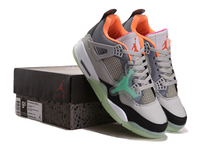 Nice Air Jordan 4 Midnight Grey Black Orange Shoes - Click Image to Close