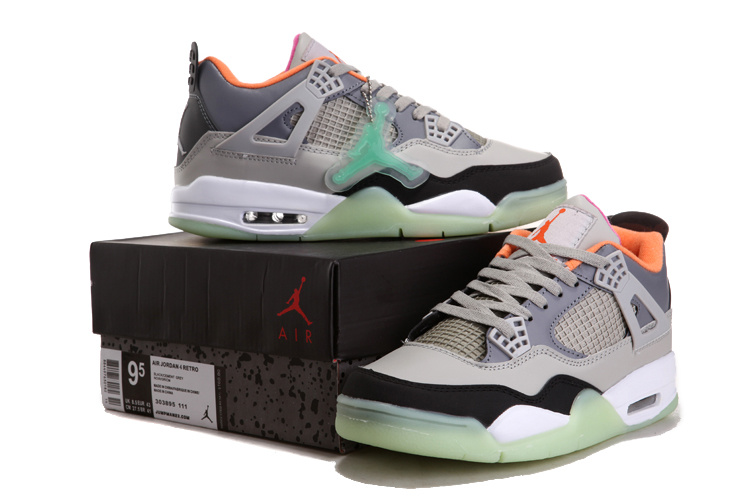 Nice Air Jordan 4 Midnight Grey Black Orange Shoes - Click Image to Close