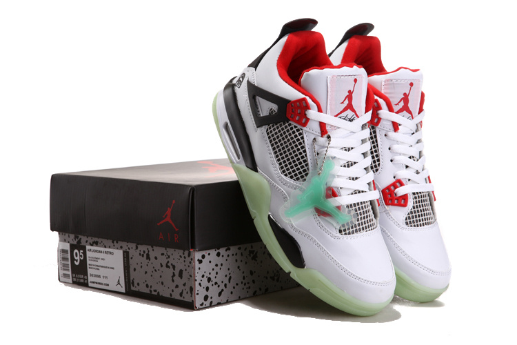 Nice Air Jordan 4 Midnight White Black Red Shoes - Click Image to Close