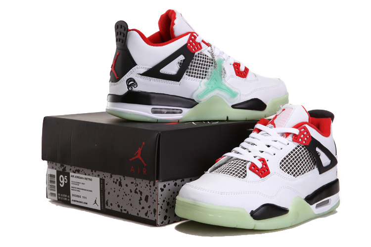 Nice Air Jordan 4 Midnight White Black Red Shoes - Click Image to Close