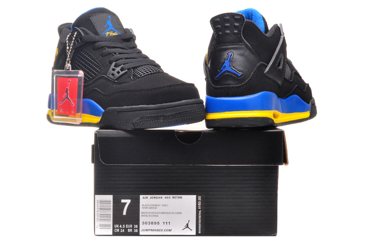 2015 Jordan 4 Black Blue Yellow