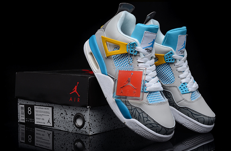 2015 Jordan 4 Grey Light Blue Yellow