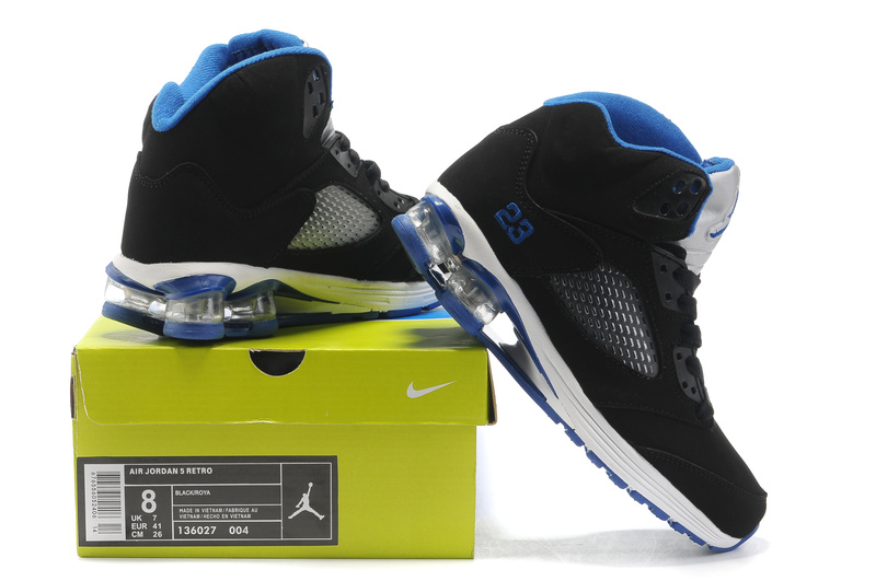 Comfortable Air Jordan 5 Cushion Black Blue - Click Image to Close