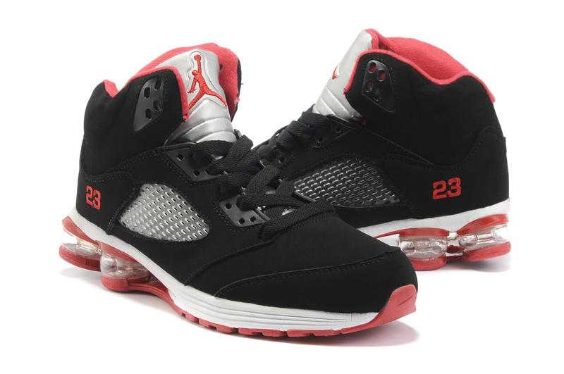 Comfortable Air Jordan 5 Cushion Black Red - Click Image to Close