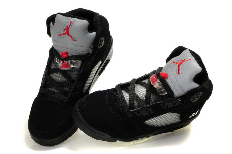 Real Air Jordan Shoes 5 Black Grey - Click Image to Close