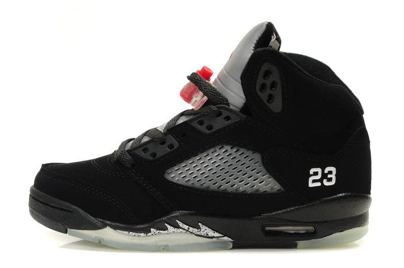 Real Air Jordan Shoes 5 Black Grey - Click Image to Close