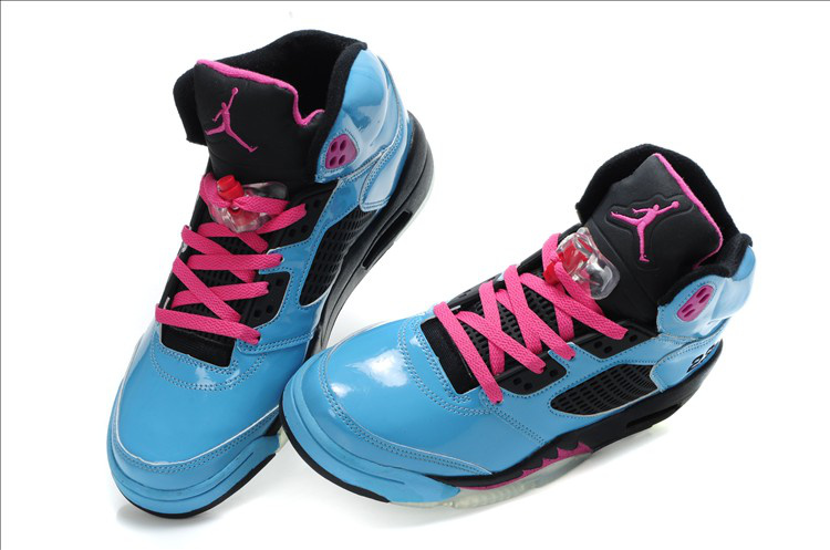 Real Air Jordan Shoes 5 Blue Black