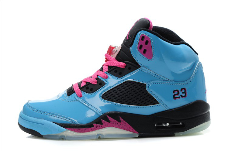 Real Air Jordan Shoes 5 Blue Black - Click Image to Close