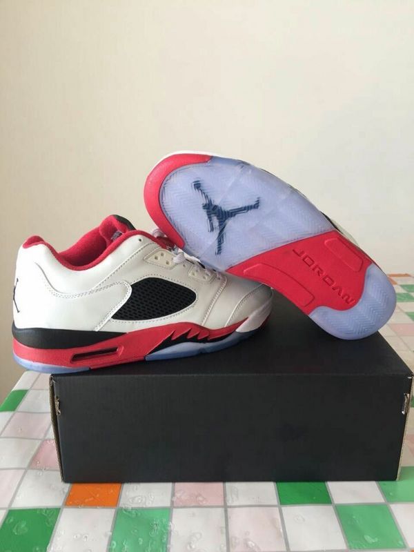 Latest Air Jordan 5 Low Shoes White Black Red - Click Image to Close