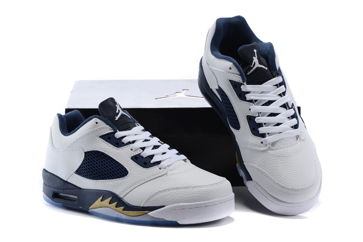 Latest Air Jordan 5 Low Shoes White Blue - Click Image to Close