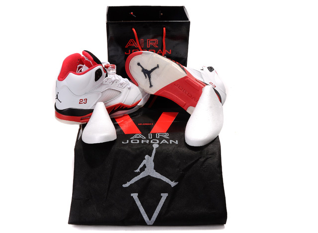 Air Jordan 5 Retro Hardcover Box White Black Red - Click Image to Close