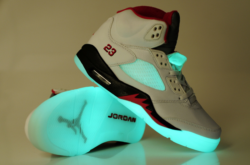 Air Jordan 5 Retro White Red Black Midnight Shoes