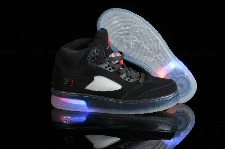 Special Air Jordan 5 Shine Sole All Black Shoes - Click Image to Close