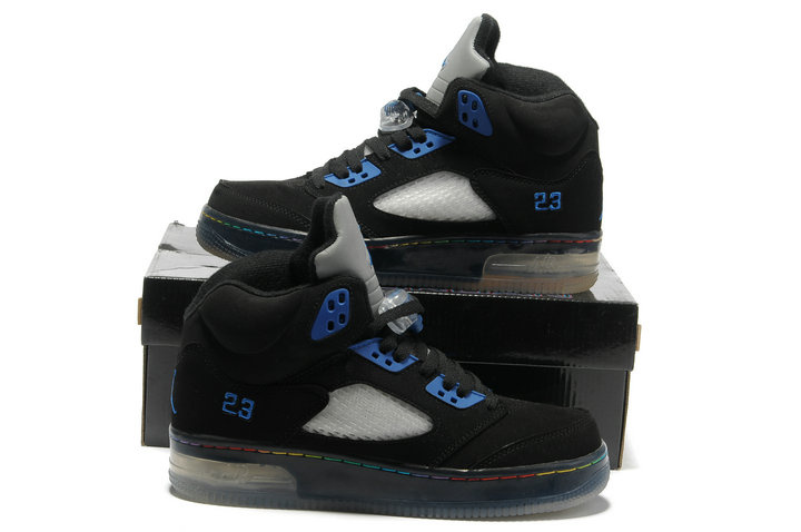 Special Air Jordan 5 Shine Sole Black Blue Shoes