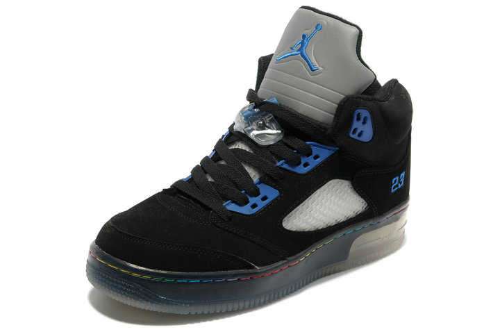 Special Air Jordan 5 Shine Sole Black Blue Shoes