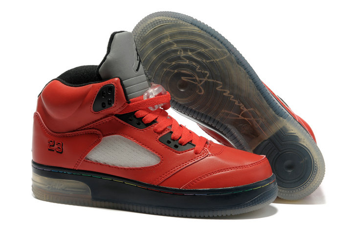 Special Air Jordan 5 Shine Sole Black Red Shoes - Click Image to Close