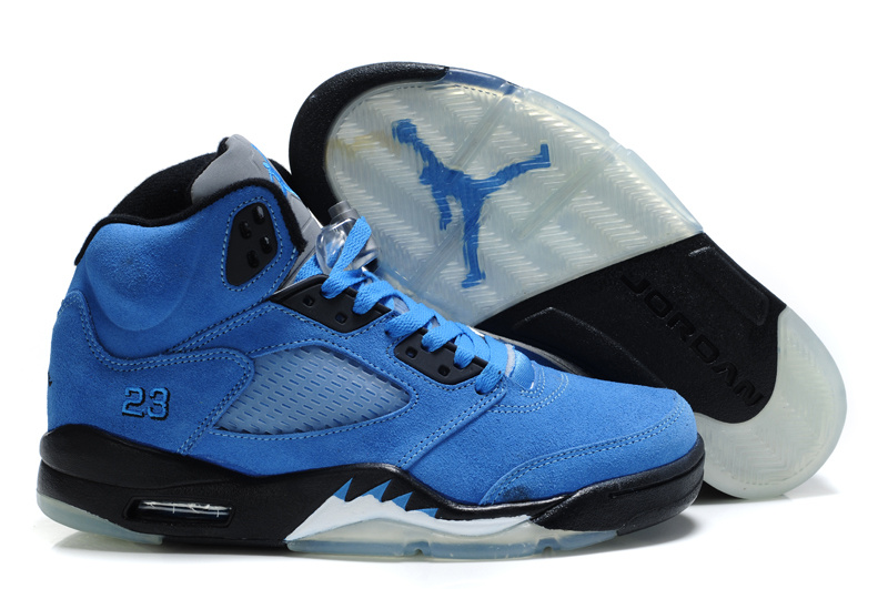 Authentic Air Jordan 5 Suede Blue Back Shoes - Click Image to Close