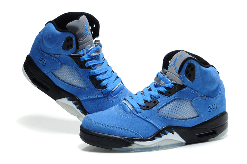 Authentic Air Jordan 5 Suede Blue Back Shoes - Click Image to Close
