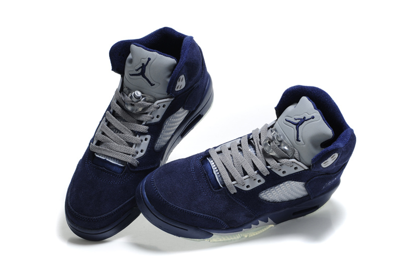 Authentic Air Jordan 5 Suede Dark Blue Shoes - Click Image to Close