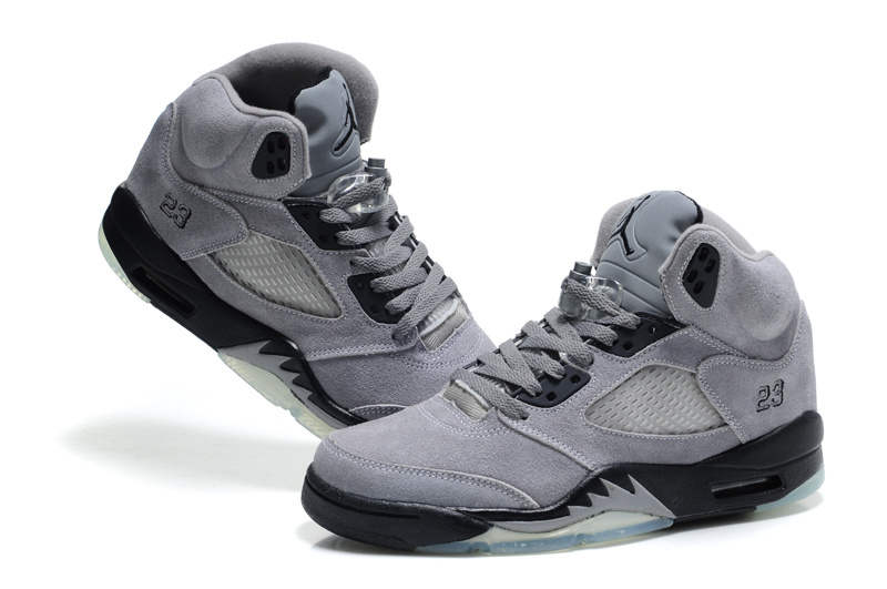 Authentic Air Jordan 5 Suede Grey Black Shoes - Click Image to Close