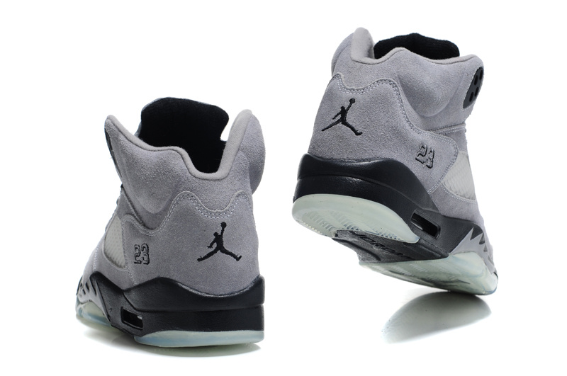 Authentic Air Jordan 5 Suede Grey Black Shoes