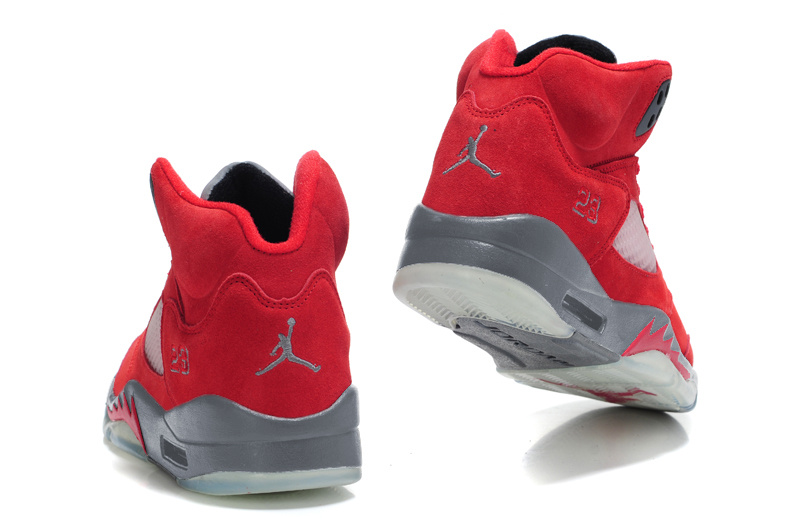 Authentic Air Jordan 5 Suede Red Grey Shoes - Click Image to Close