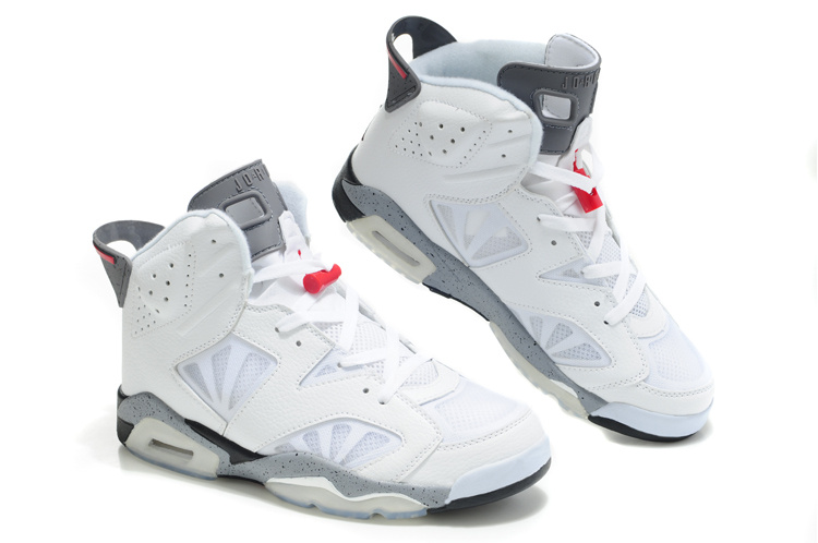 2012 Air Jordan 6 Net Vamp White Grey Shoes