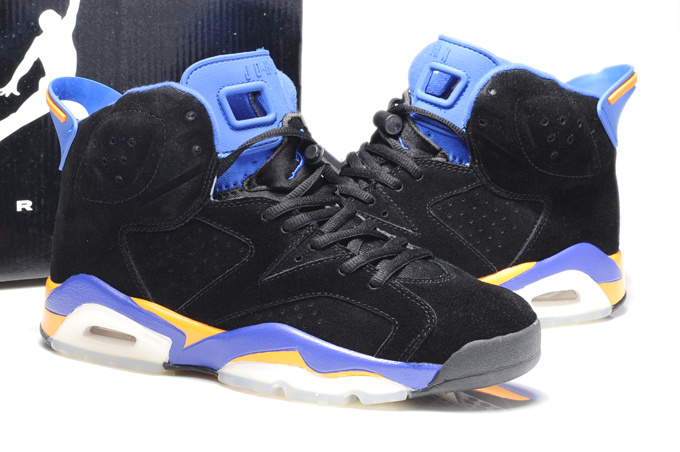 Top Quality Air Jordan 6 Suede Black Blue White Shoes - Click Image to Close