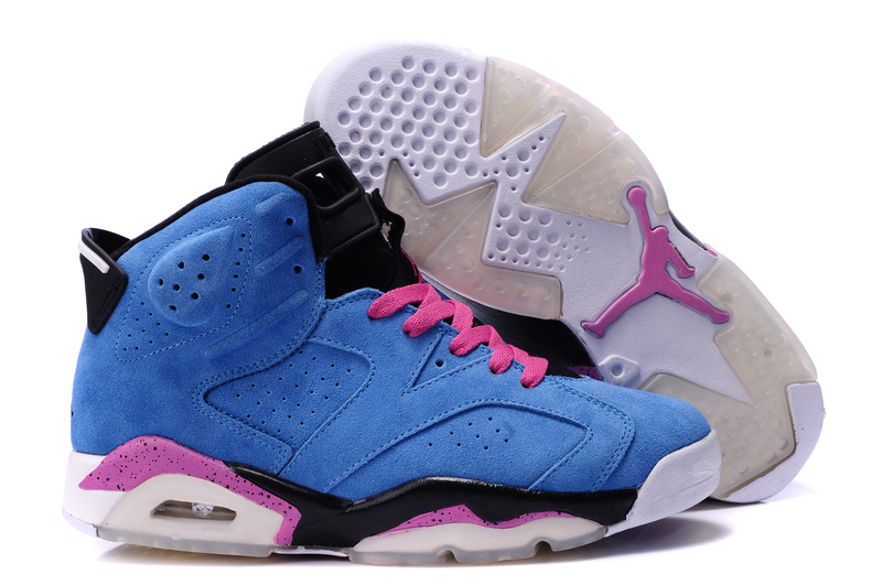 Top Quality Air Jordan 6 Suede Blue Pink Black Shoes