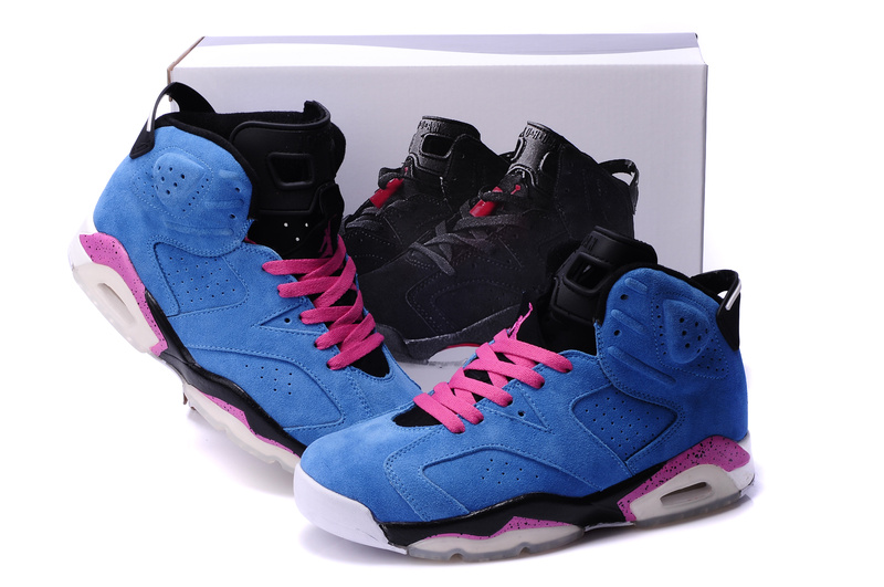 Top Quality Air Jordan 6 Suede Blue Pink Black Shoes - Click Image to Close