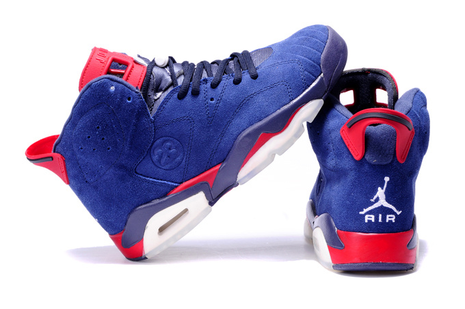 Top Quality Air Jordan 6 Suede Blue White Red Shoes - Click Image to Close