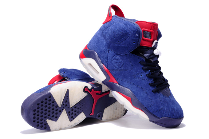 Top Quality Air Jordan 6 Suede Blue White Red Shoes