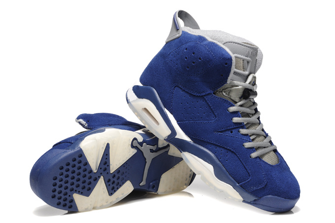 Original Air Jordan 6 Suede Blue White Shoes - Click Image to Close