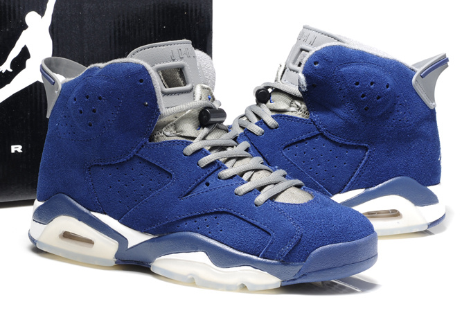 Original Air Jordan 6 Suede Blue White Shoes - Click Image to Close