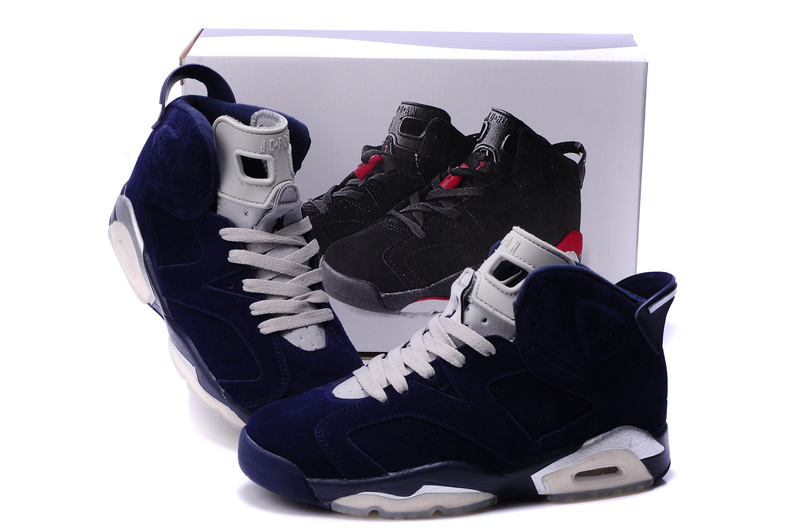 Original Air Jordan 6 Suede Dark Blue White Shoes - Click Image to Close