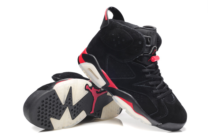 Original Air Jordan 6 Suede Dark black Red Shoes