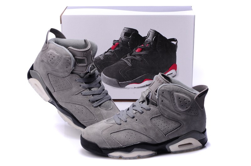 Original Air Jordan 6 Suede Grey Black Shoes - Click Image to Close