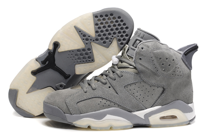 Original Air Jordan 6 Suede Grey White Shoes