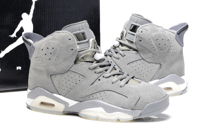 Original Air Jordan 6 Suede Grey White Shoes - Click Image to Close