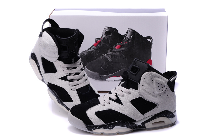 Original Air Jordan 6 Suede White Black Grey Shoes