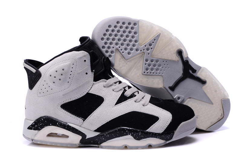 Original Air Jordan 6 Suede White Black Grey Shoes