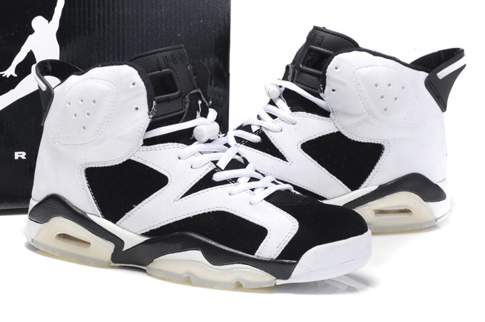 Original Air Jordan 6 Suede White Black Shoes