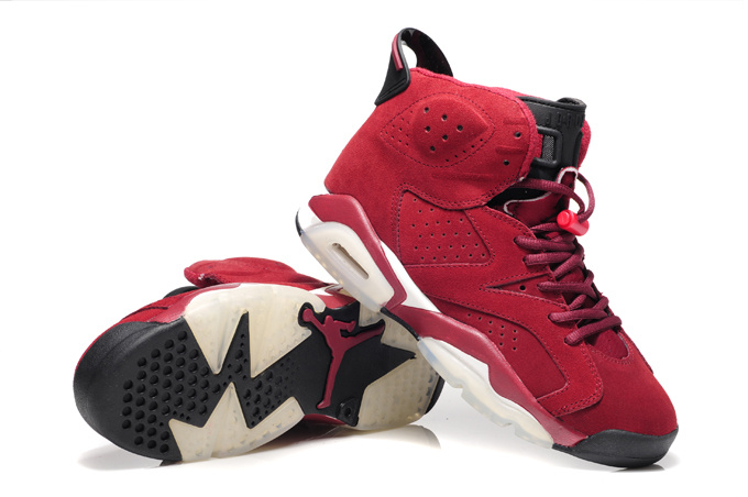 Original Air Jordan 6 Suede Wine Red White Shoes - Click Image to Close