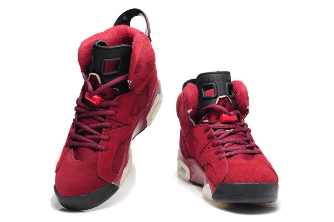 Original Air Jordan 6 Suede Wine Red White Shoes - Click Image to Close