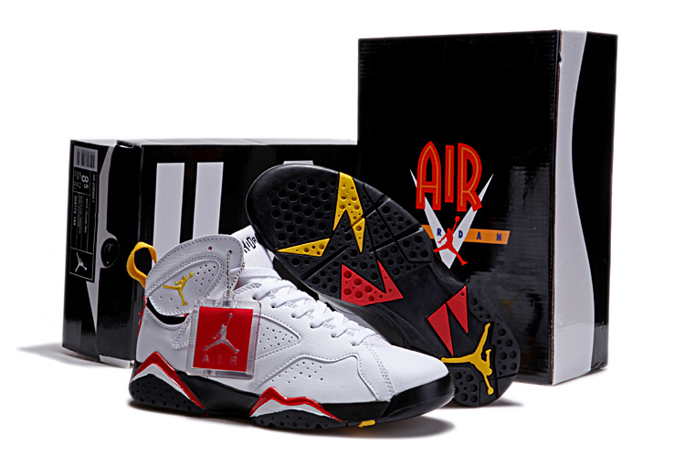 New Retro Air Jordan 7 Duplicate White Black Red Shoes - Click Image to Close